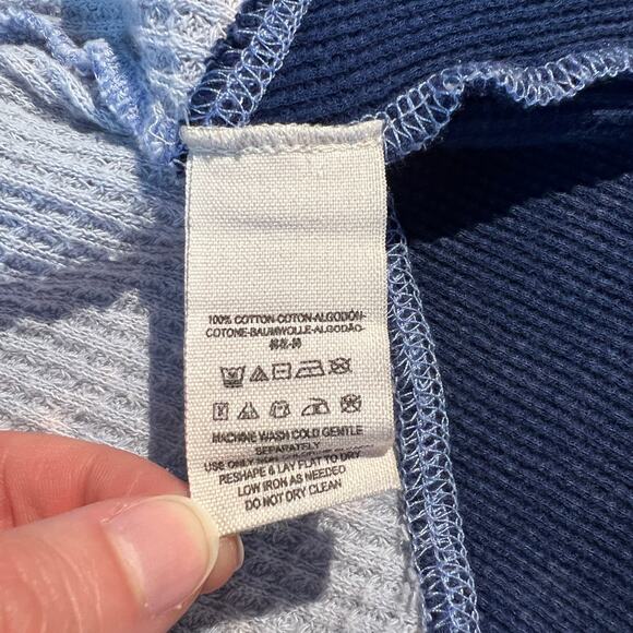 Free People Top Diamond Dozen Blue Thermal Slouchy Boho Artsy Fall Grunge Casual - Picture 5 of 5